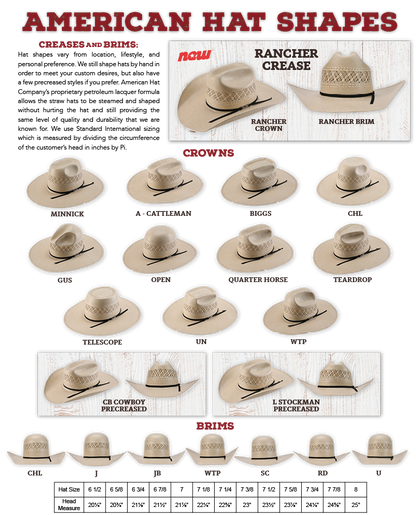 “ 6300 “ | AMERICAN HAT COWBOY STRAW HAT