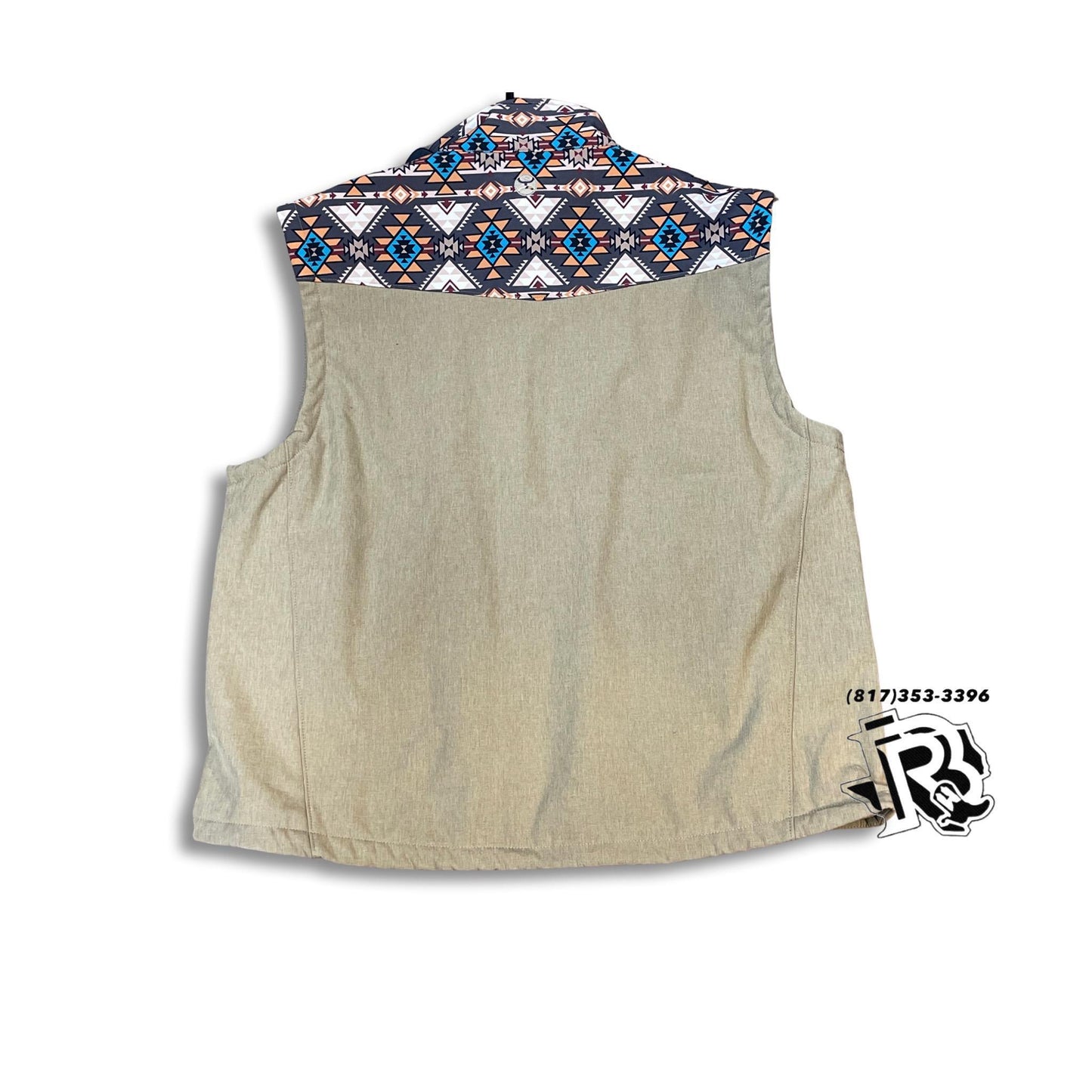 “ River “ | HOOEY MEN WESTERN VEST LIGHT BROWN AZTEC PRINT HV092TNAZ