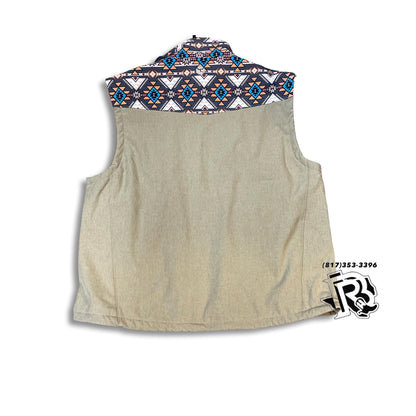 “ River “ | HOOEY MEN WESTERN VEST LIGHT BROWN AZTEC PRINT HV092TNAZ