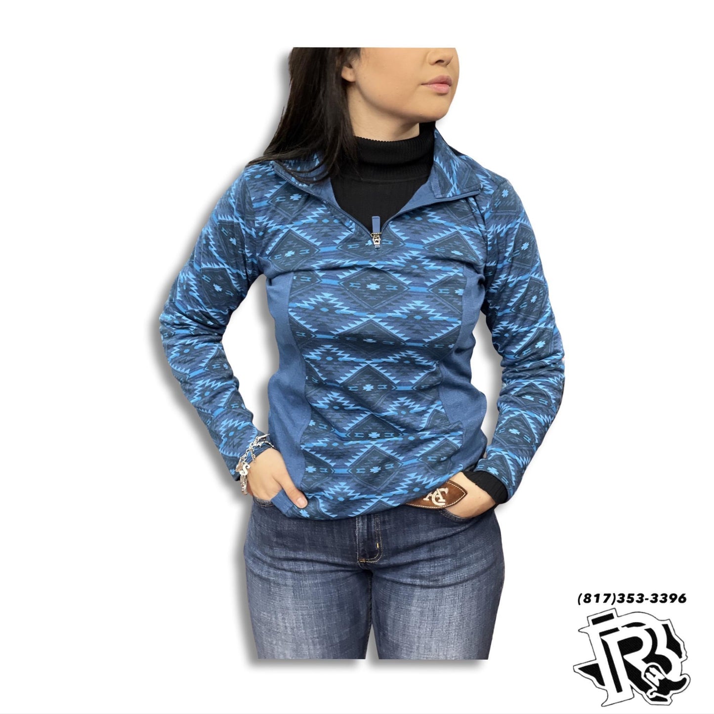 “ Leila “  | WOMEN WESTERN AZTEC SWEATER BLUE PRWO91RZXR1