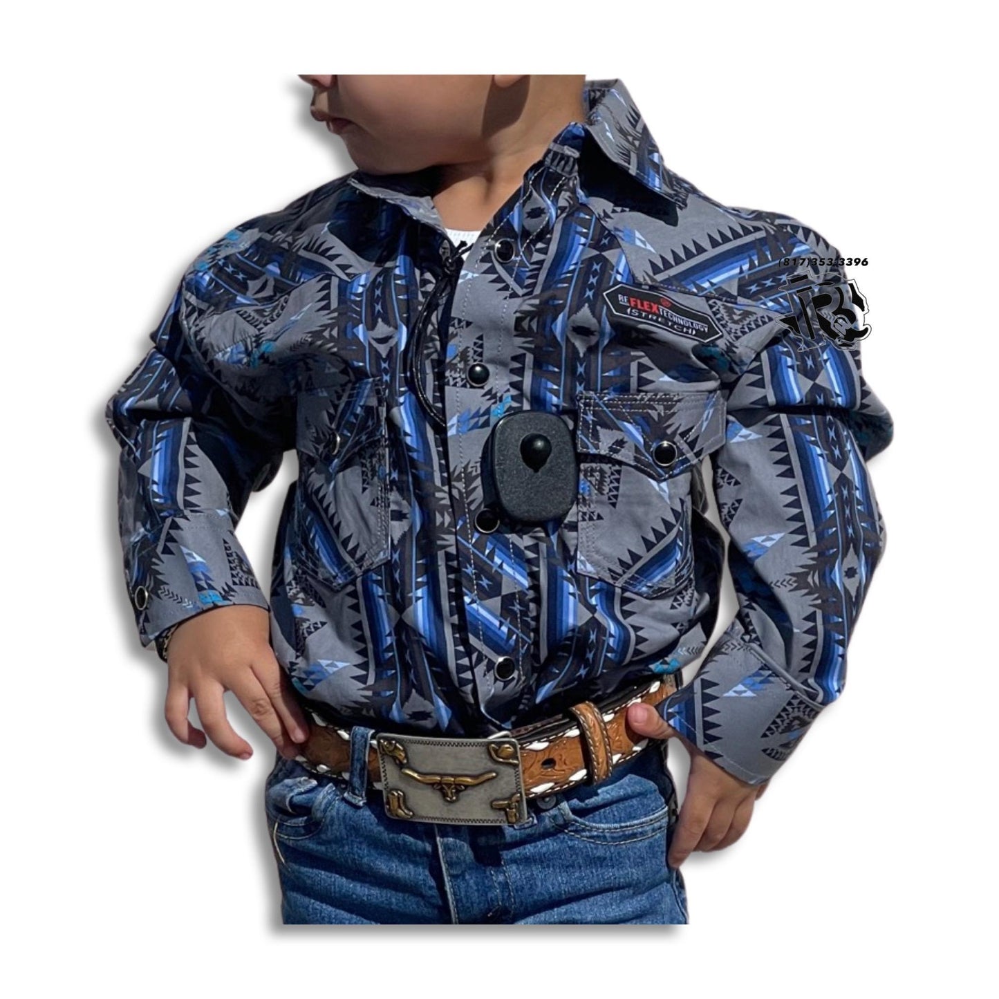 “ Bryan  “ | BOYS ROCK AND ROLL AZTEC BLUE LONG SLEEVE (RRBS2SRZ7Y)