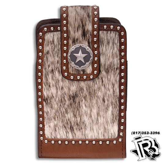 TAN W/ROAD HAIR BROWN STEEL STAR PHONE HOLDER