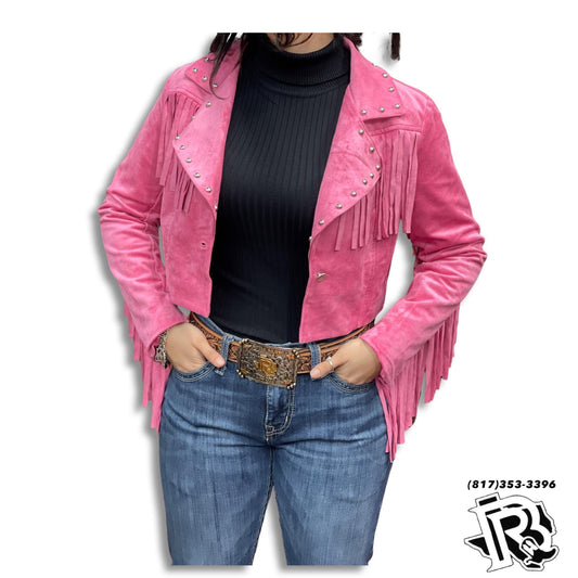 “ Madisyn “  | WOMEN BLAZER  JACKET PINK WITH FRINGE