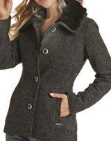 CHARCOAL AZTEC WOOL COAT   PRWO92RZYT