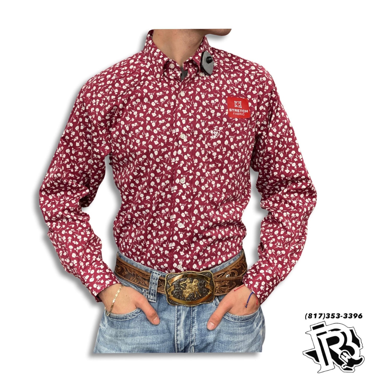 “ Jayden “ |  MEN LONG SLEEVE BUTTON UP RED ARIAT 10041559