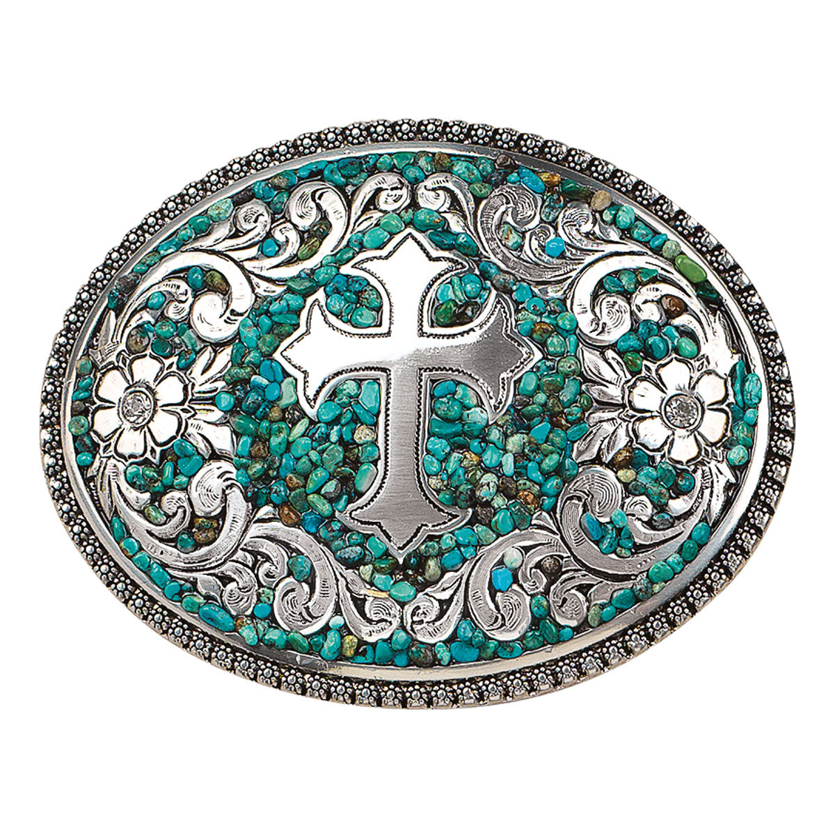 BLAZIN ROXX TURQUOISE STONE CROSS BUCKLE 37914