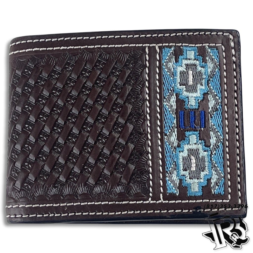 MENS TWISTED X BIFOLD BLUE EMBROIDERD WALLET WH-212B