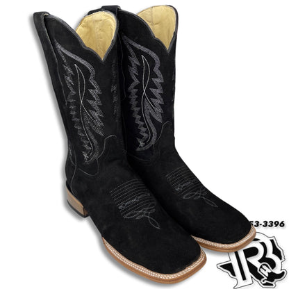 “ JACKSON “ | BLACK ROUGH OUT MEN SQUARE TOE WESTERN BOOTS MORELIA