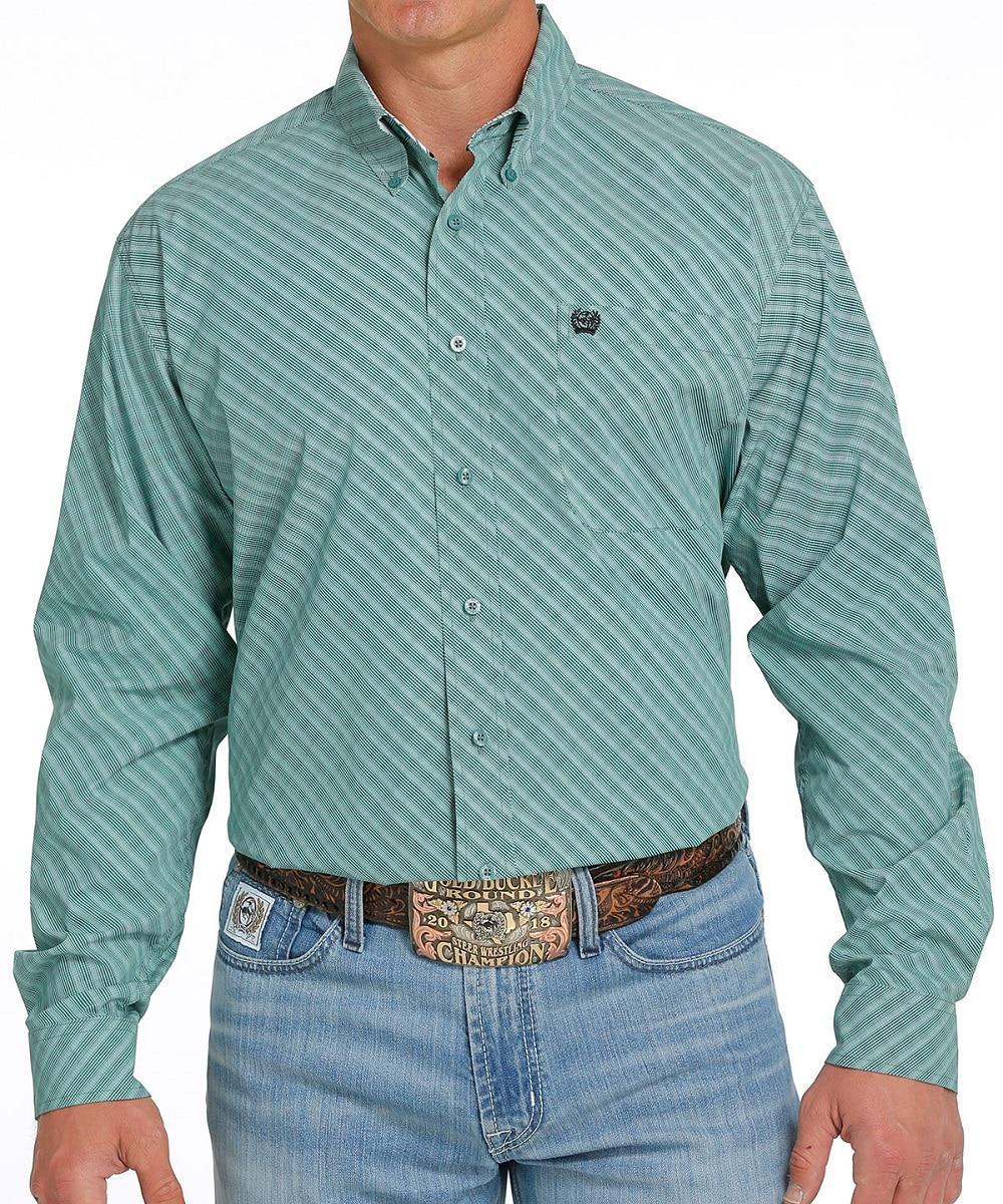 MENS CINCH GREEN SRIPES PRINT (MTW1105410)