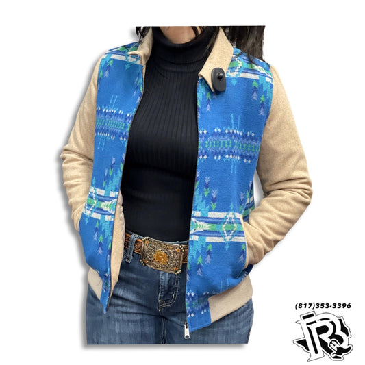 “ Kallie “ | WOMEN BOMBER JACKET BLUE AZTEC PRWO92RZZ1