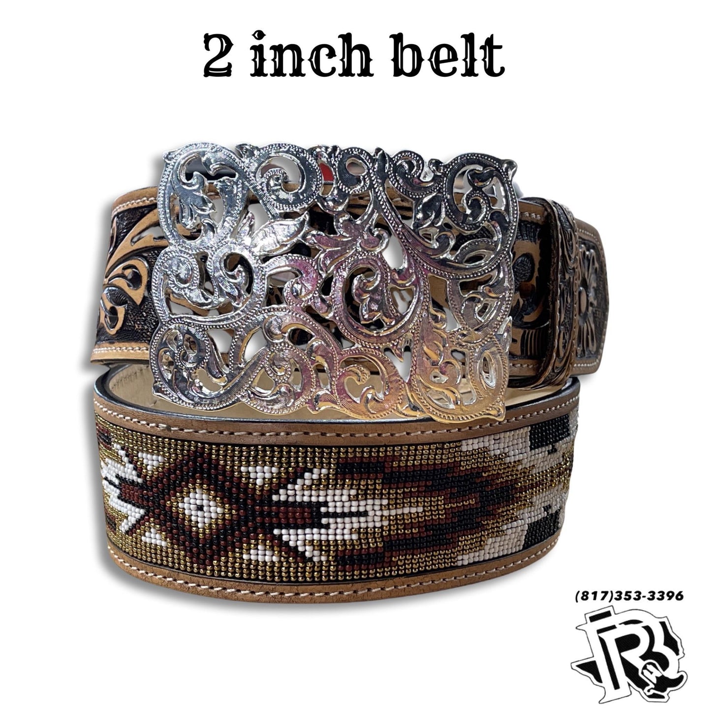 “ Abel “ | MEN WESTERN BEADED BELT 2 INCH BELT HANDMADE MULTI COLOR