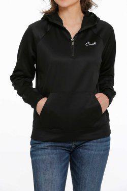 WOMEN'S FLEECE 1/2 ZIP HOODIE - BLACK |MAK7899001