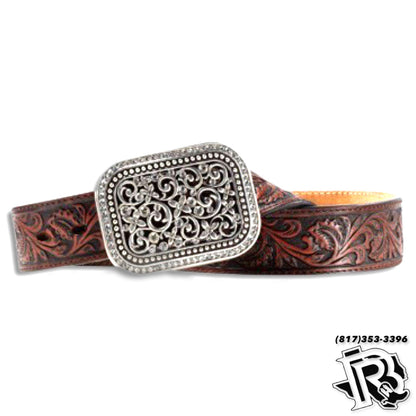 ARIAT LADIES BELT | WOMEN BROWN TOOLED LEATHER  FASHION BELT A10006957