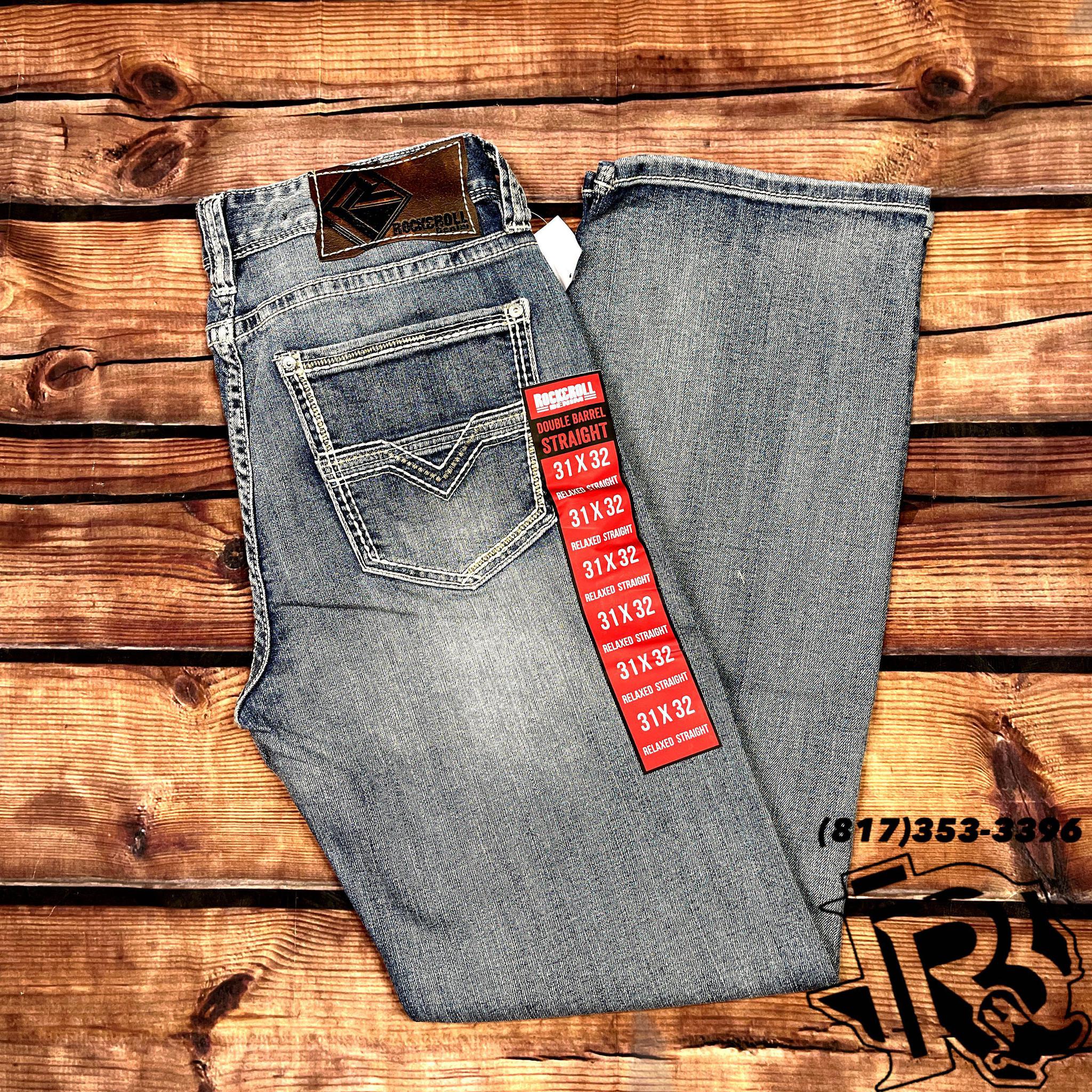 34 x 30 ~ Tag: 33x 30 ~ Rock & Roll Cowboy Double Barrel Straight newest Relaxed Jeans