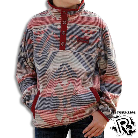 “ Humberto “ | BOYS YOUTH KIDS CINCH POLAR FLEECE AZTEC BURGUNDY MWK7590007