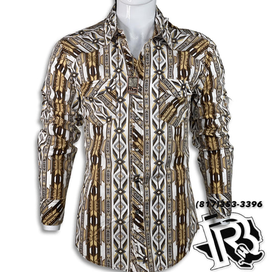 Rock & Roll Men Shirt | Vintage pattern Light Brown B2S4064