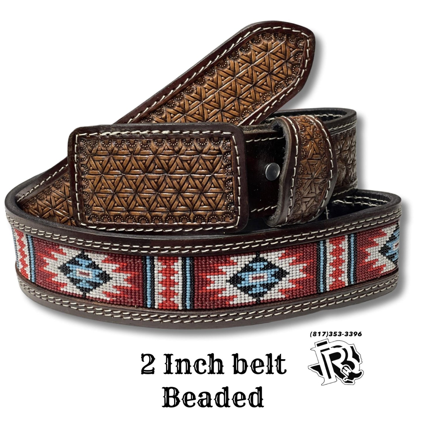 “ Ryan “ | MEN WESTERN BELT BEADED RED MULTI COLOR