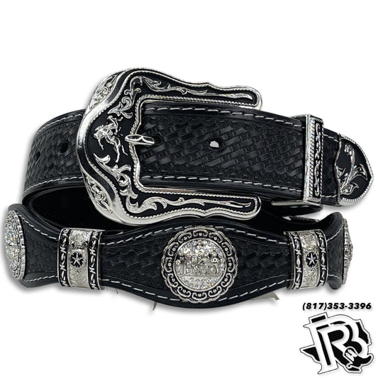 CONCHO BELT | BLACK LEATHER PRAYER COWBOY