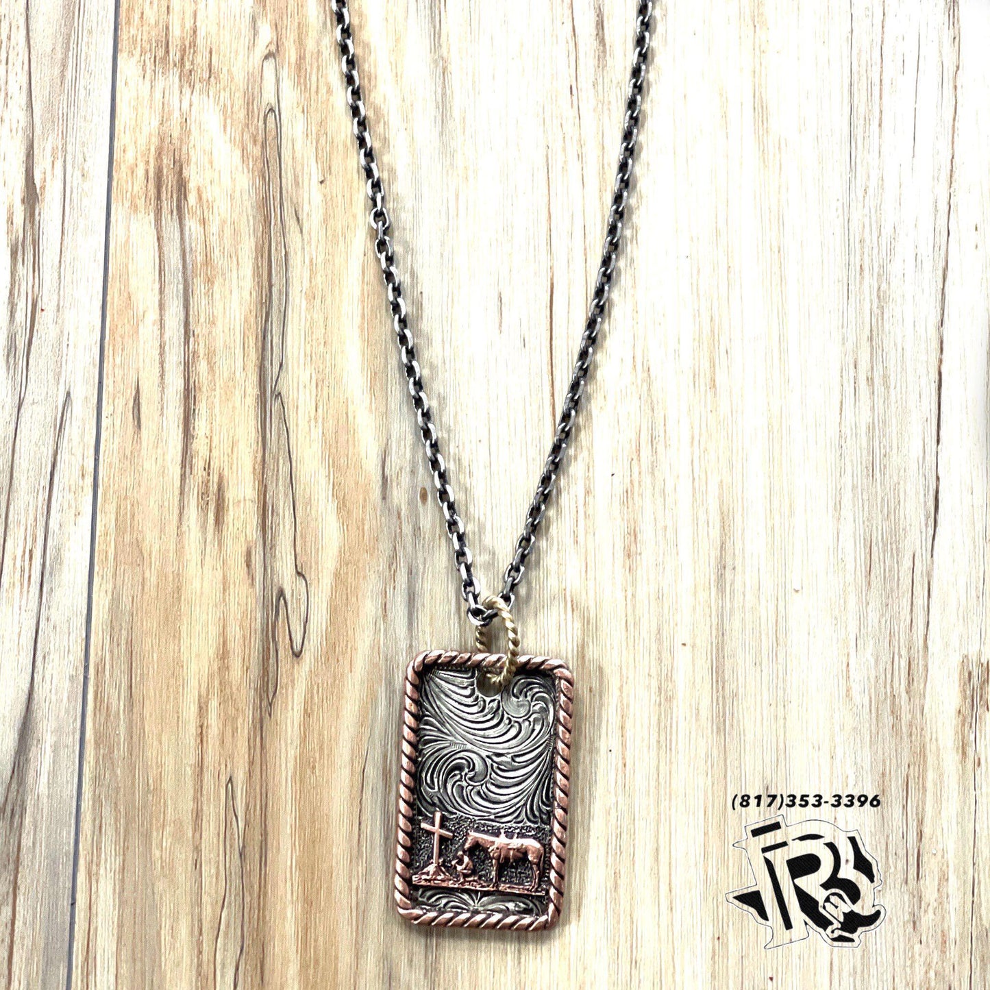 SILVER STRIKE MENS NECKLACE 24IN COWBOY PRAYER D47005