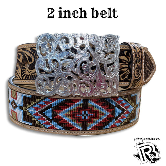 “ Adair “ | MEN WESTERN BEADED BELT 2 INCH BELT HANDMADE MULTI COLOR