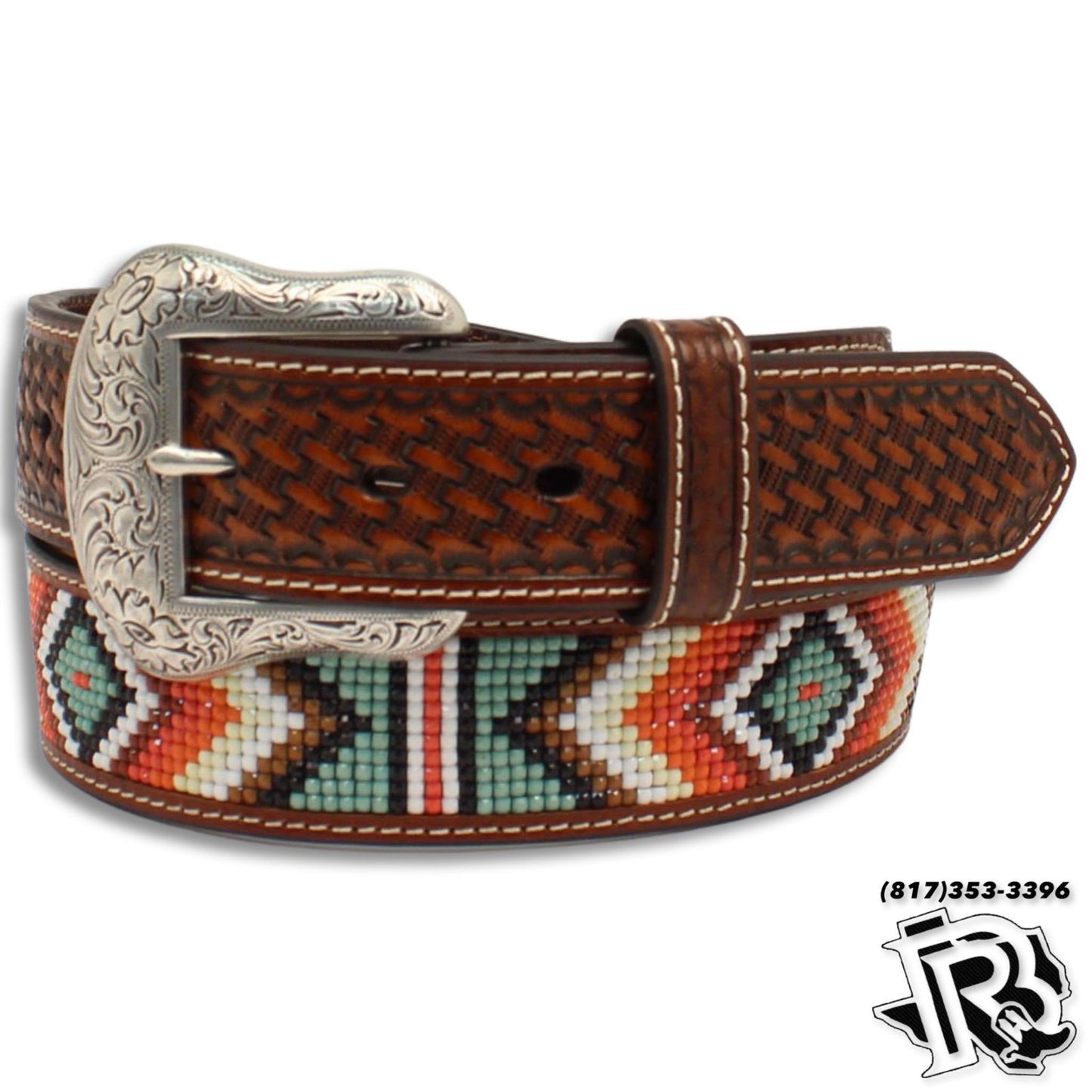 NOCONA MENS BELT | 1 1/2 BASKET WEAVE DIAMOND BEADED TAN N210004408