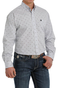 MEN'S LONG SLEEVE LIGHT GREY WESTERN SHIRT CINCH |MTW1105319