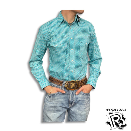 “ Carter “ | MEN LONG SLEEVE SNAP BUTTONS TURQUOISE SHIRT RSMSOSRZDQ