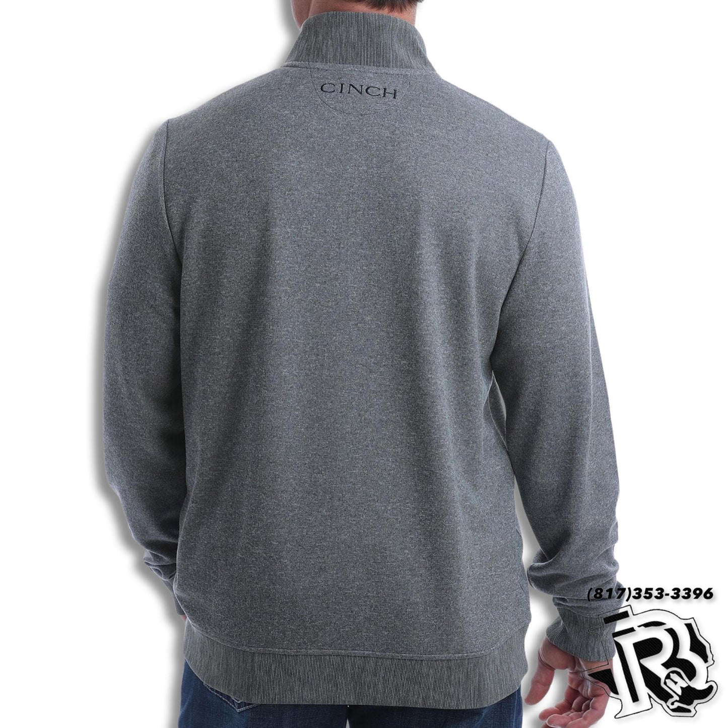 CINCH | Men's Grey 1/4 Zip Sweater Knit Pullover Sweatshirt