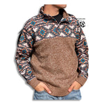 “ Stevie ” | Tan Pullover with Brown Tan Aztec Pattern