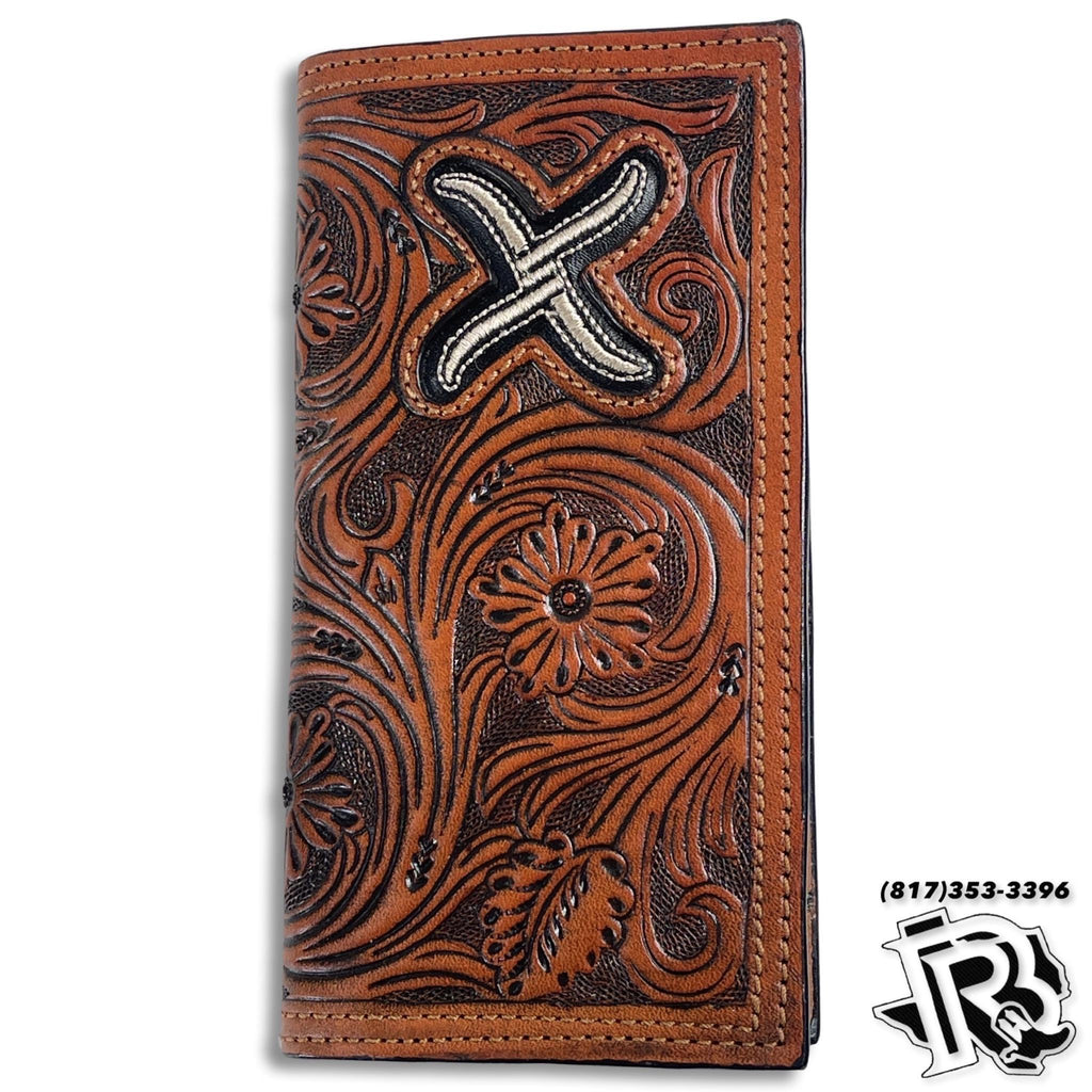 TWISTED X WALLET RODEO,TAN,FLORAL TOOLED, GOLD X  XRC-6