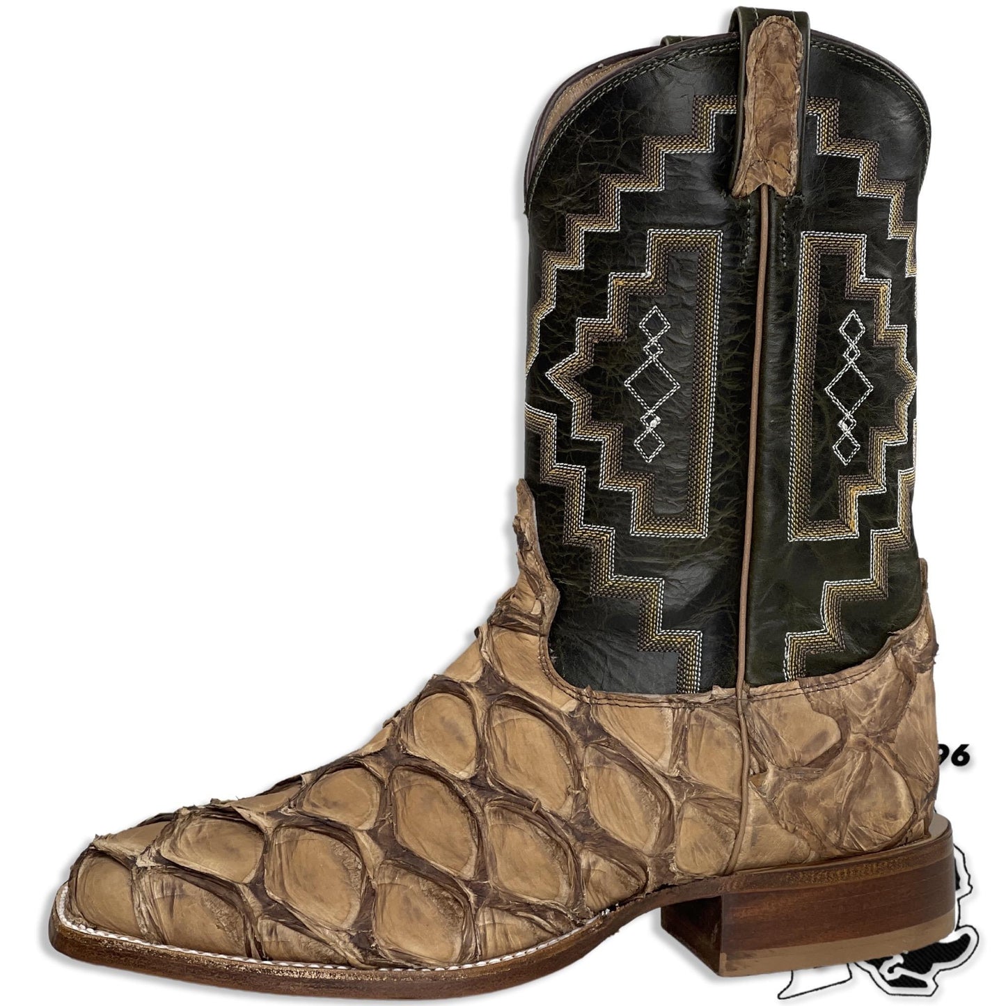 BIG BASS FISH BOOT | TONY LAMA MEN SQUARE TOE WESTERN BOOT  LEVIATHAN CHOCOLATE