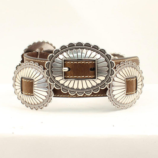 N.3/4" LARGE OVAL CONCHO BROWN BELT (N320000002)