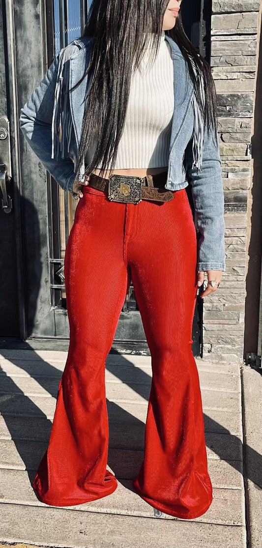 Red  women corduroy bell bottoms