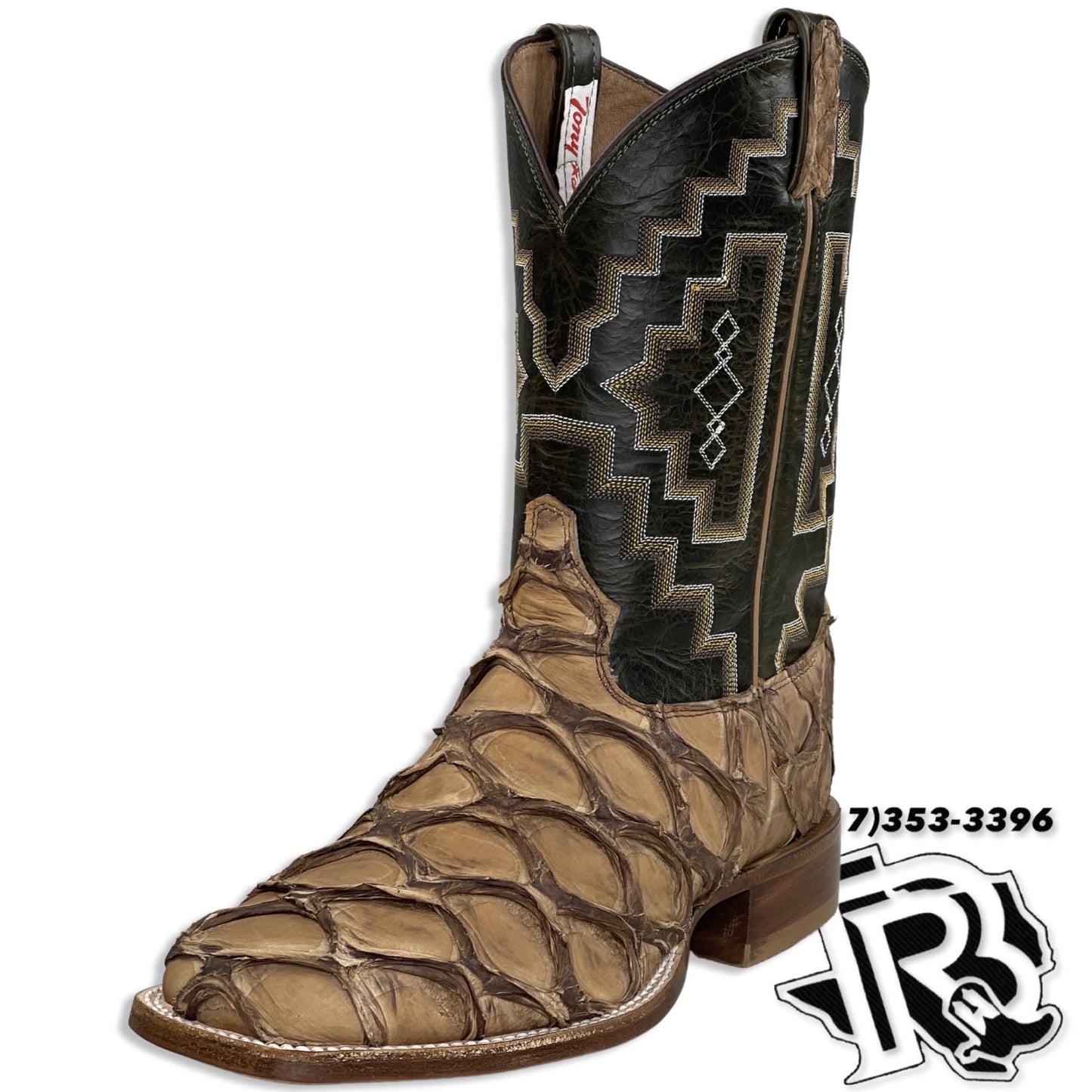 BIG BASS FISH BOOT | TONY LAMA MEN SQUARE TOE WESTERN BOOT  LEVIATHAN CHOCOLATE