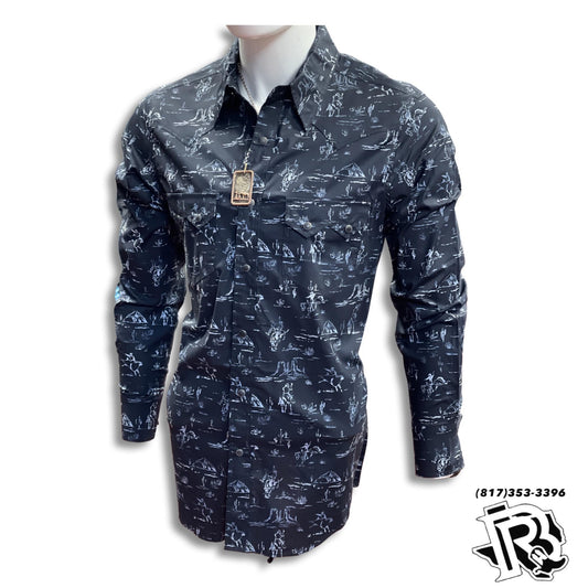 “ Samuel “ | MEN LONG SLEEVE SHIRT BLUE SNAP ROCK & ROLL B2S3313