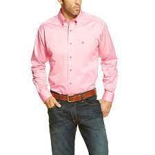 MEN ARIAT SHIRT | PINK LONG SLEEVE WESTERN SHIRT  (10000527)