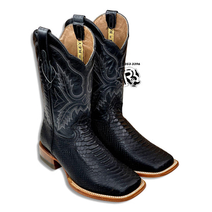 -PYTHON BLACK PRINT | MEN WESTERN SQUARE TOE BOOTS