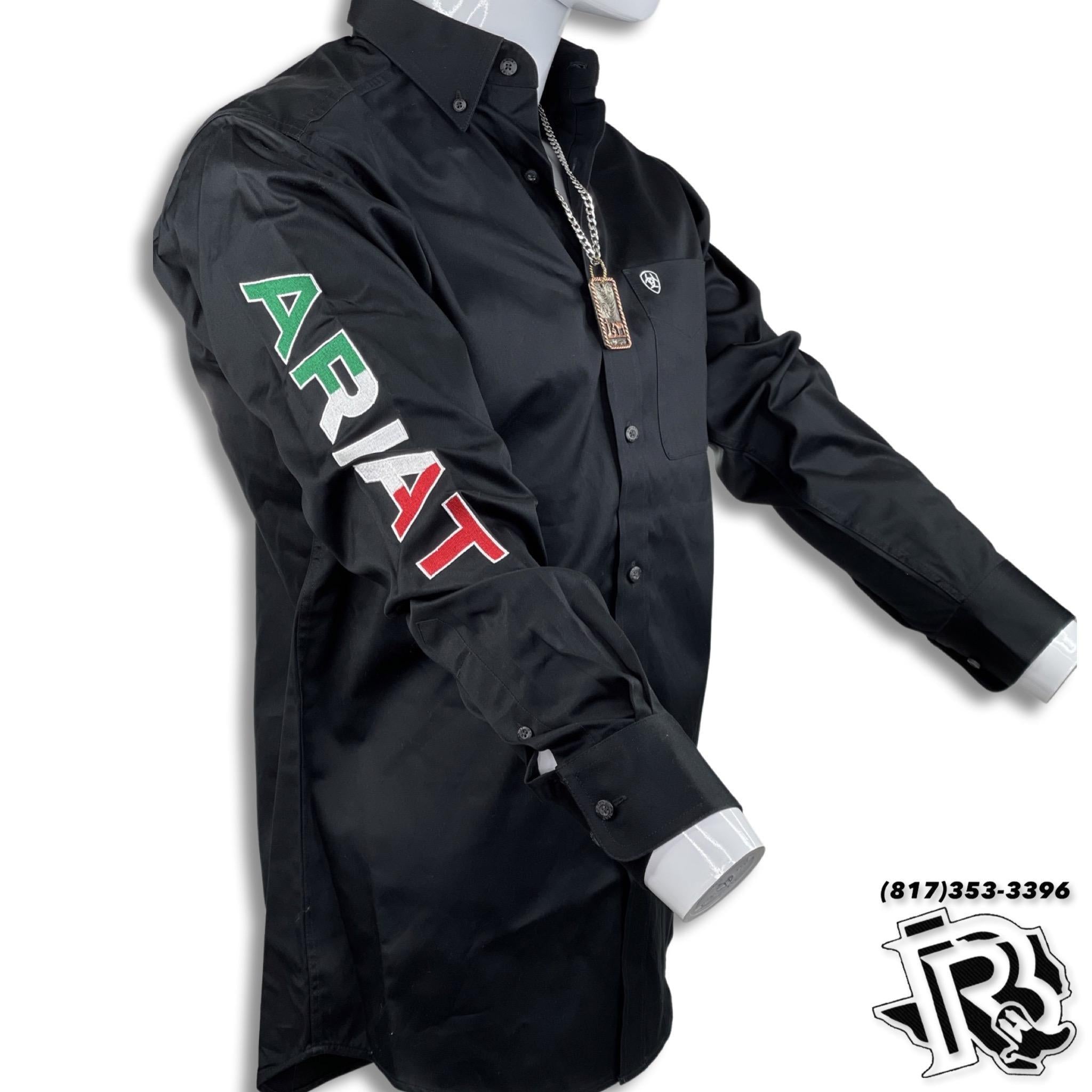 Ariat Men's Team Logo Twill Classic Fit Shirt, Black Mexico