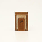 ARIAT CARD CASE MONEY CLIP CALF HAIR MEDIUM BROWN