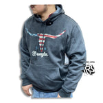 “ Arthur “ | MEN'S LONGHORN AMERICAN FLAG HOODIE IN CHARCOAL HEATHER 112318538