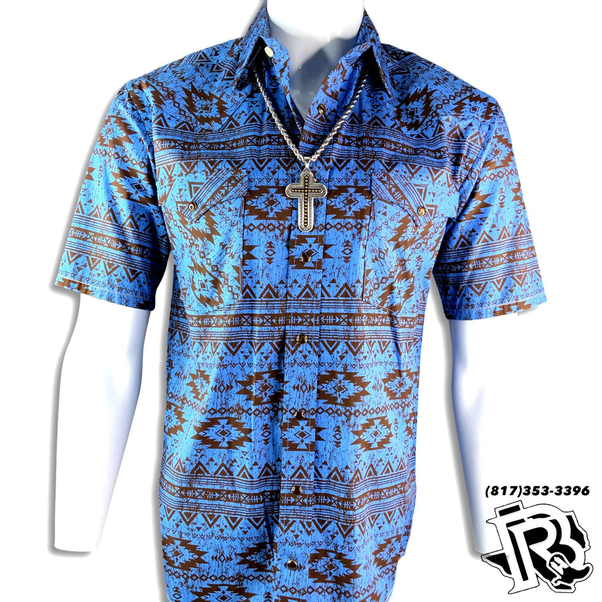 Brayan ” | MEN'S SHORT SLEEVE SNAP BLUE SHIRT R1S3272 – Botas Rojero