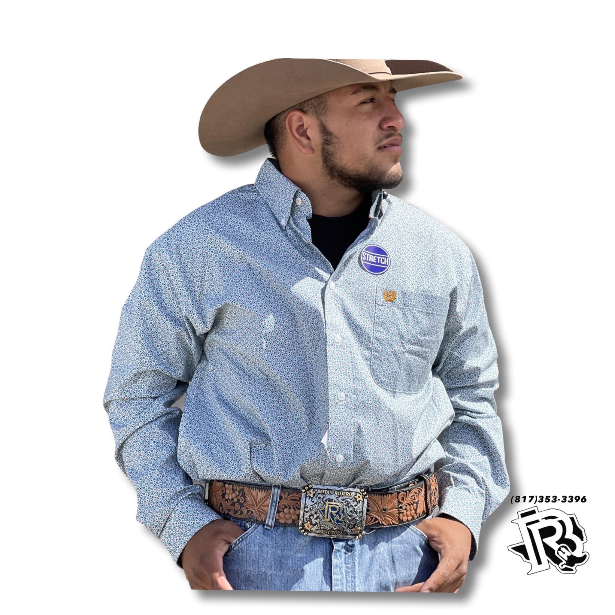 “ FRANK “ | MENS LONG SLEEVE WHITE PRINT SHIRT CINCH