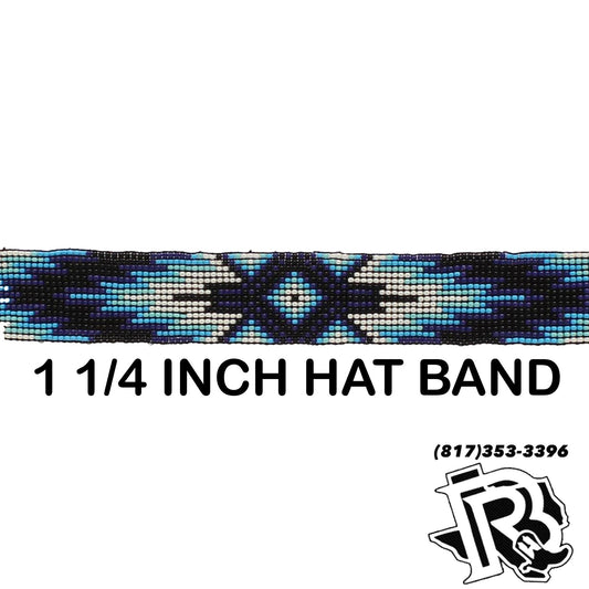 HATBAND BEADED STRETCH BLUE