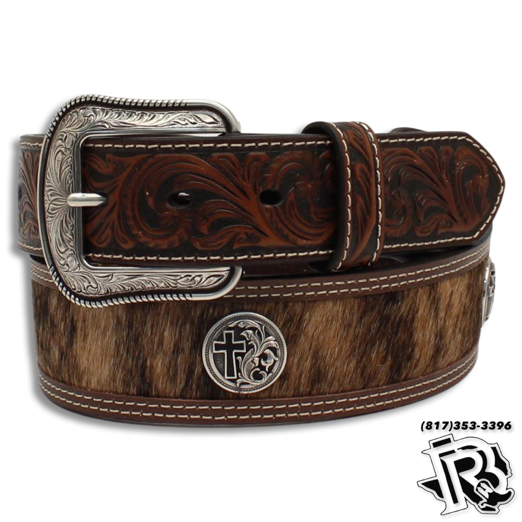 Nocona Women's Calf Hair Crosses Western Belt