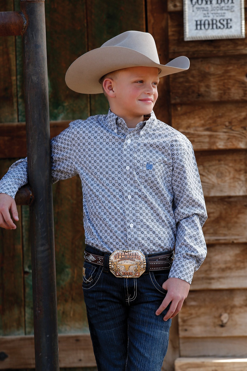 CINCH BOYS WHITHE BLUE LONG SLEEVE PRINT |MTW7060272