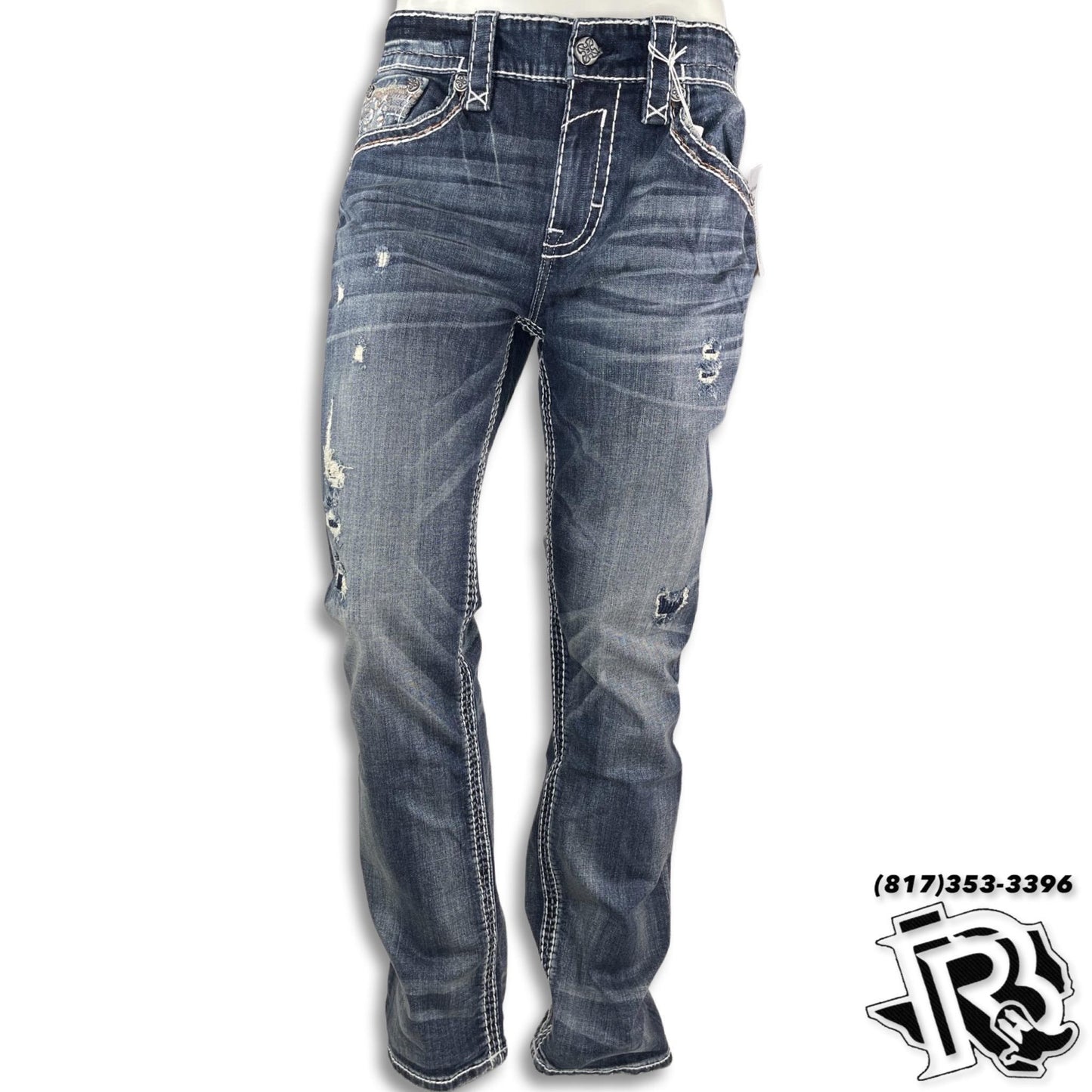 SLIM STRAIGHT | ROCK REVIVAL STONE WASH JEANS HARMON