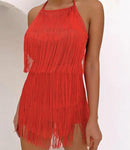 Lia red fringe romper