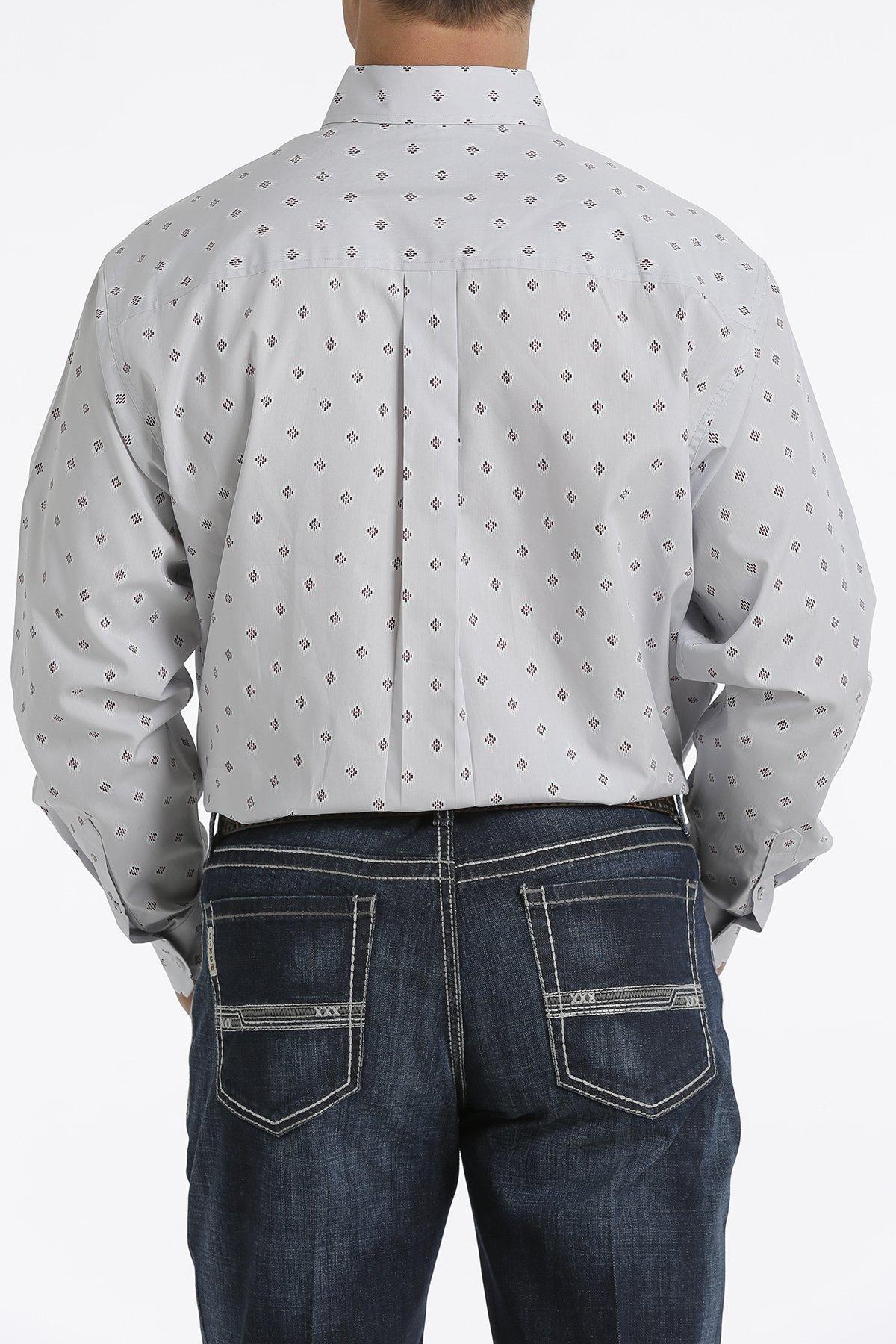 MEN'S LONG SLEEVE LIGHT GREY WESTERN SHIRT CINCH |MTW1105319