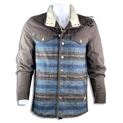 “ Yellowstone “ |  WOOL SERAPE & CANVAS COAT  DARK BROWN | PRMO92RZZ8