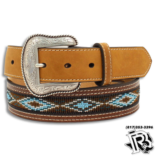 Nocona Mens Belt | Distressed Beaded Belt Medium Brown N2413644